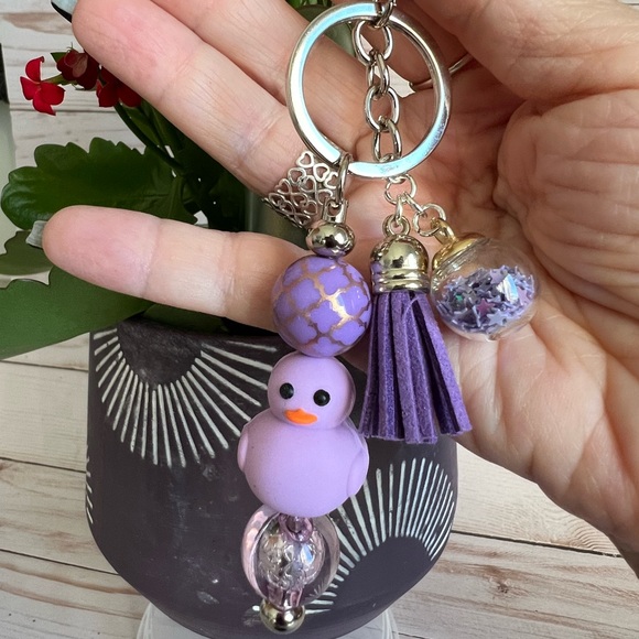Unbranded Other - Handmade Rubber Duck Beaded Key Chain / Bag Charm - Disney Doora…